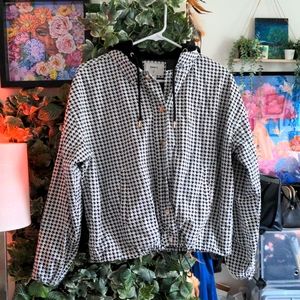Houndstooth Hoodie Black & White | M